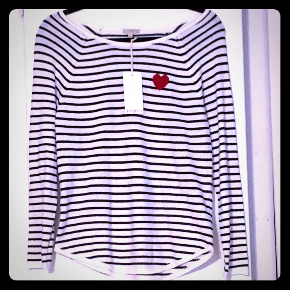 NWT!! Perfect stripped sweater with red heart